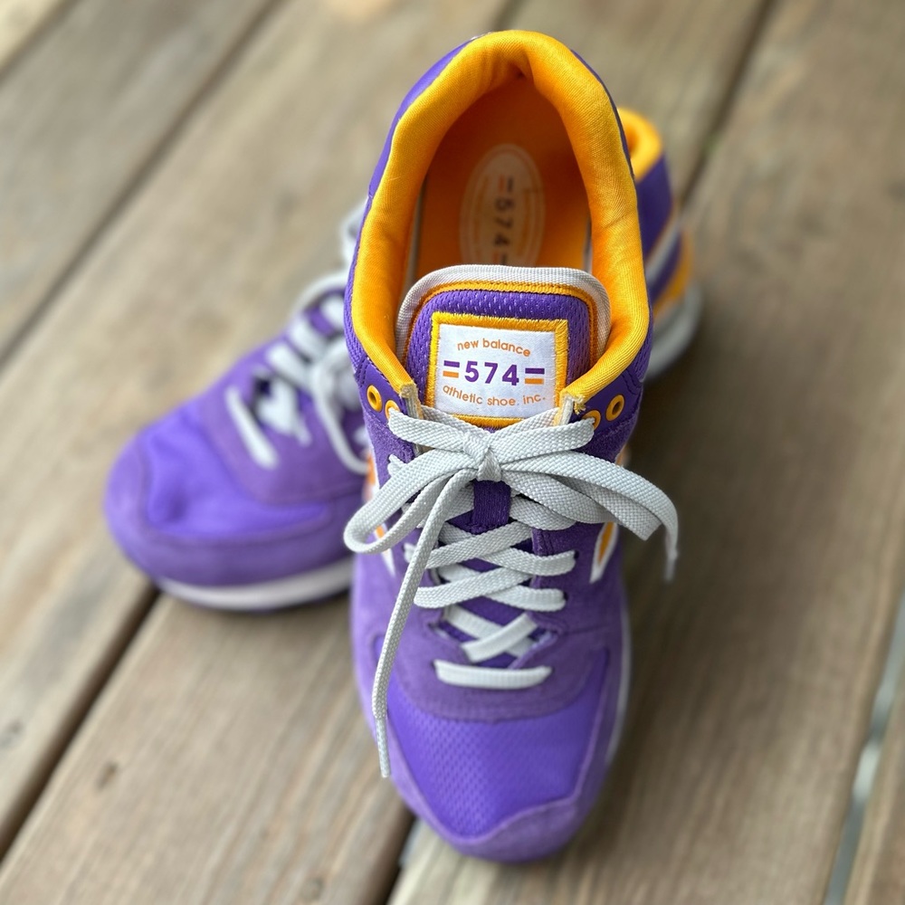 NEW BALANCE Women's 574 Rugged Shoes | Purple & Gold | US Size 8.5